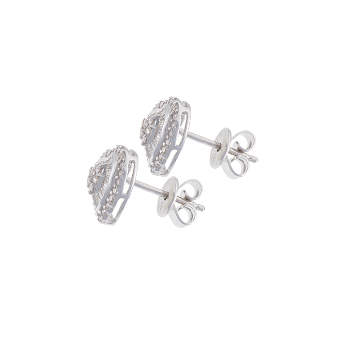 Pendientes Corazón Oro Blanco 18K con Diamantes