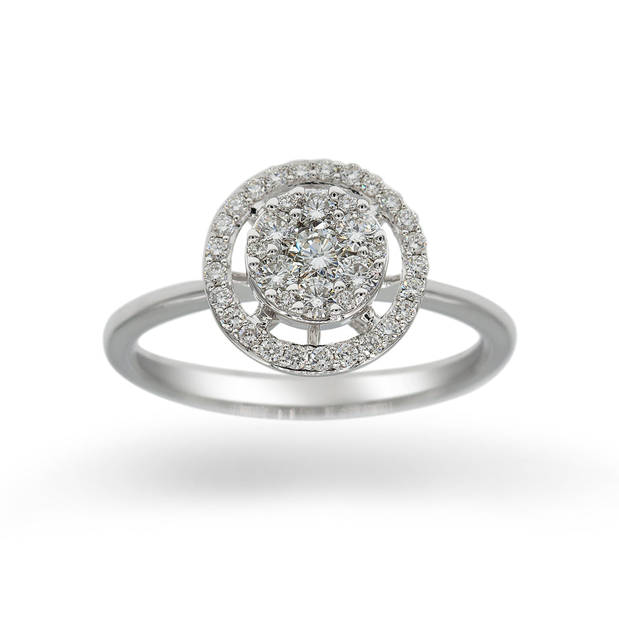 Starlite Ring with Diamond Border - 18K White Gold