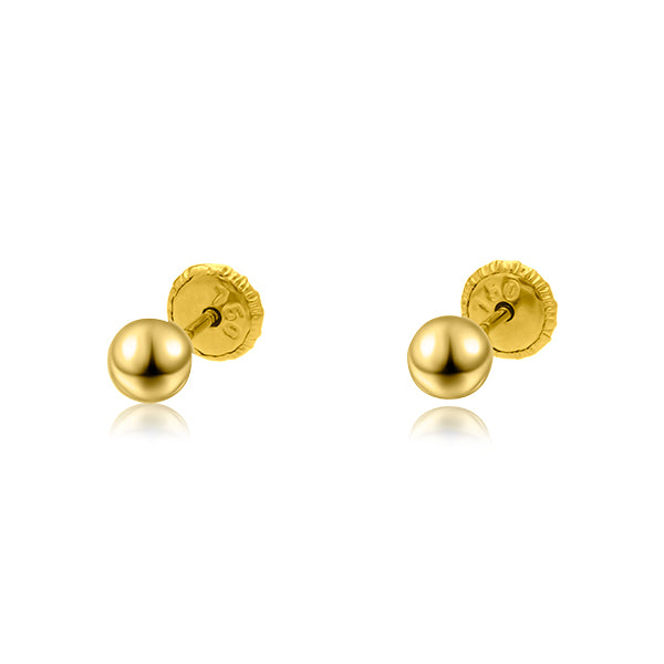 4mm 18k Yellow Gold Smooth Ball Earrings