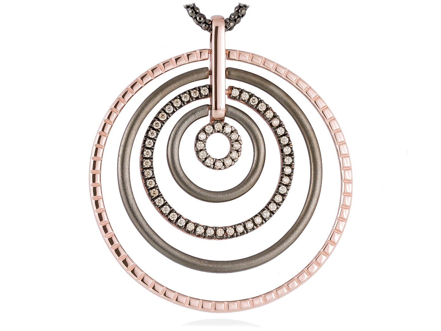 Colgante de plata de primera ley (925) con baño de rutenioy chapado en oro rosa de 18kt con circonit