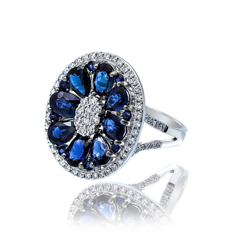 Contemporary Natural Sapphires Ring