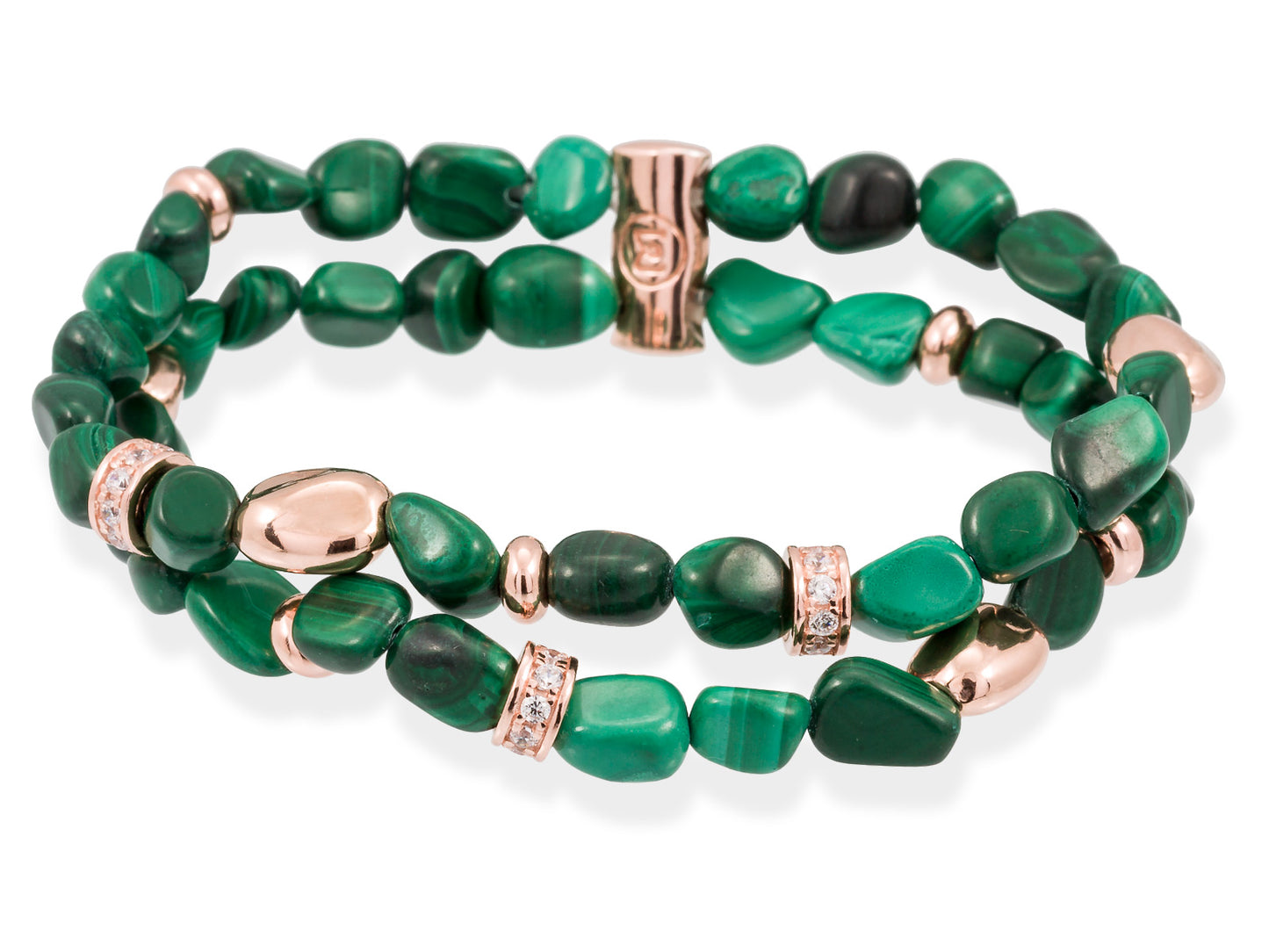 Pulsera SAMSARA Verde en plata rosa
