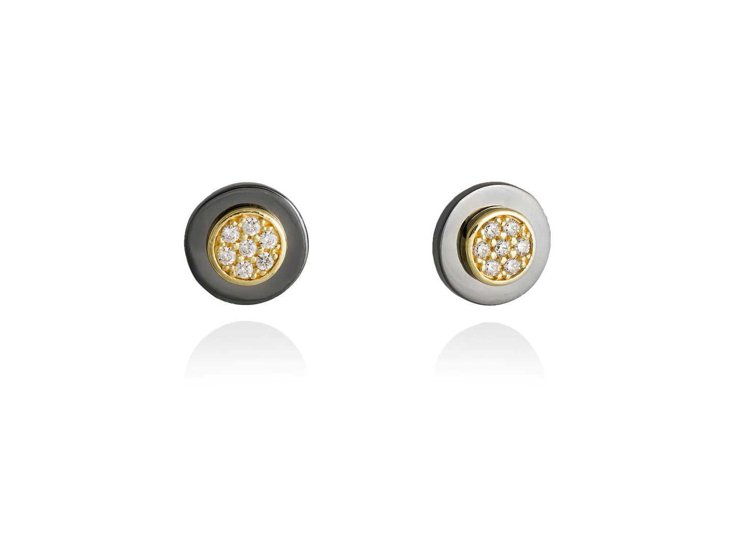 Pendientes de plata de primera ley (925) con baño de rutenio y chapado en oro amarillo de 18kt y cir