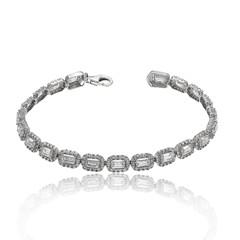 18K white gold baguette zircon bracelet