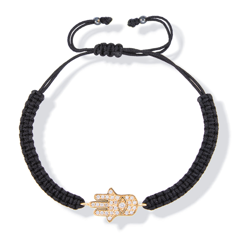 Pulsera HAMSA en Oro amarillo 18Kt y diamantes