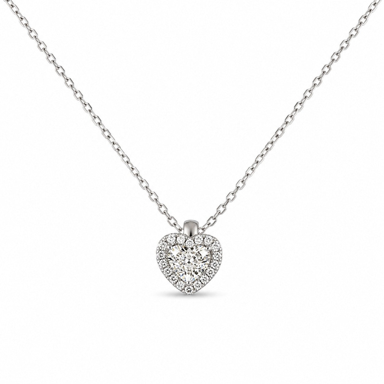 COLGANTE ORO BLANCO C18KT CON DIAMANTES STYLO CORAZON