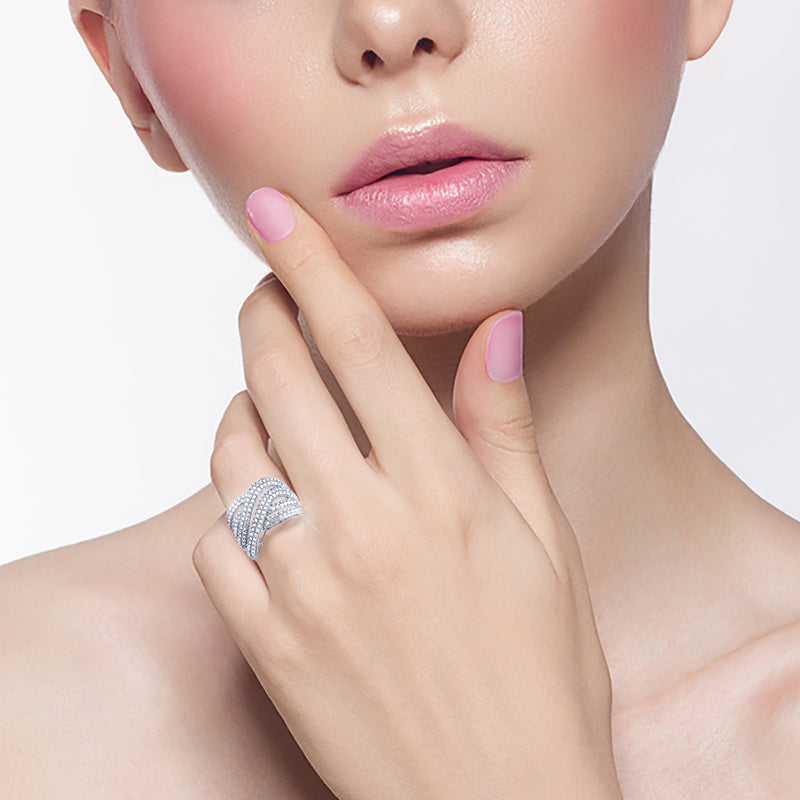 nillo Crossover Diamantes Pave Oro Blanco 18k