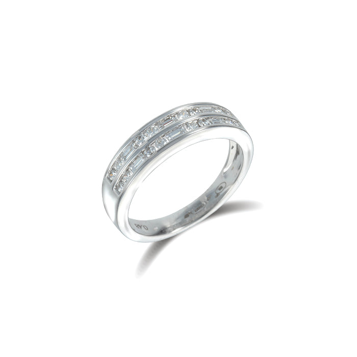 Ring with Baguette Diamonds and 18k White Gold