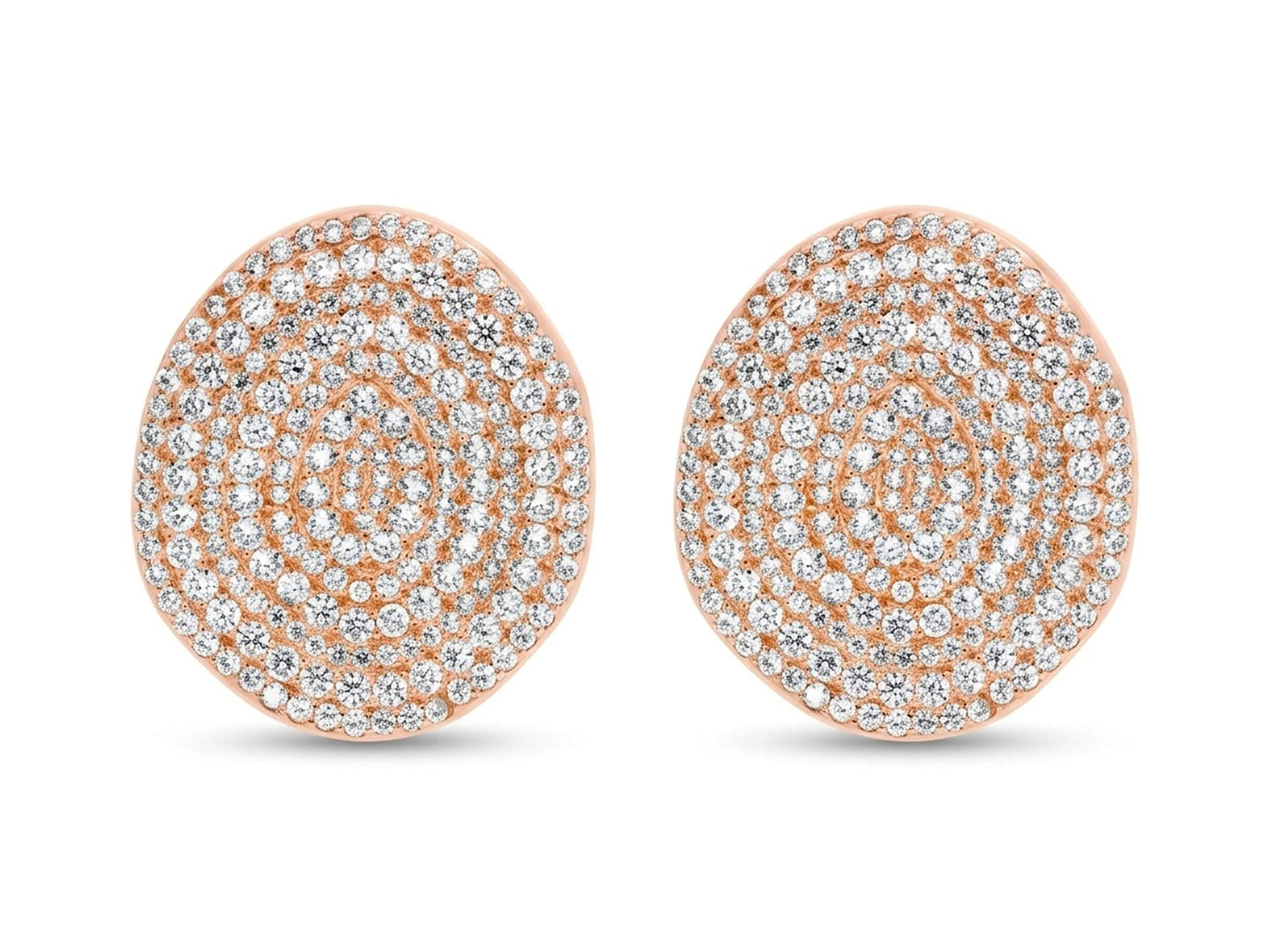 Pendientes de plata de primera ley (925) chapada en oro rosa de 18kt con circonita blanca. (tamaño: