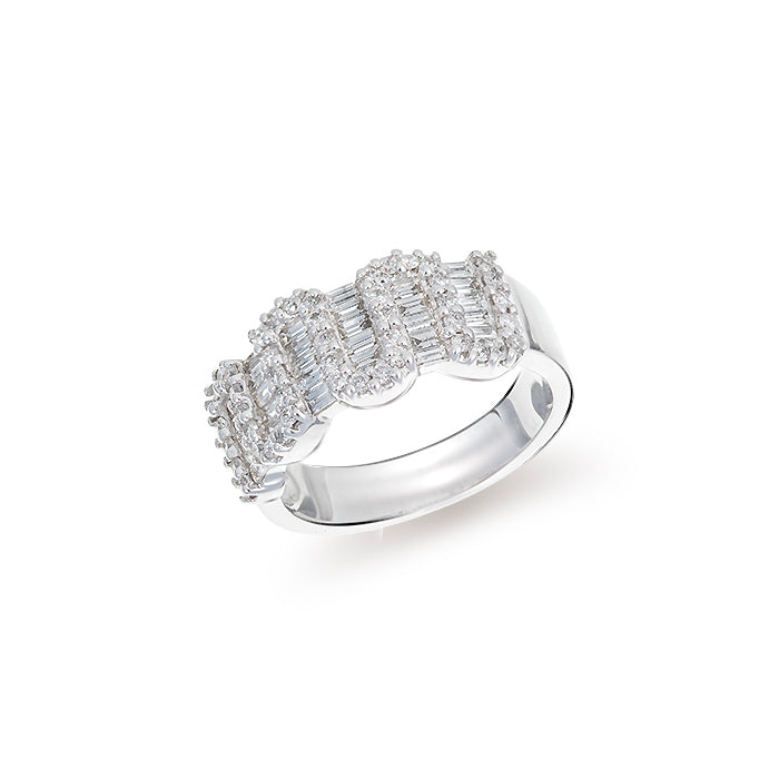 Anillo Encanto Ondulado en Oro Blanco y Diamantes