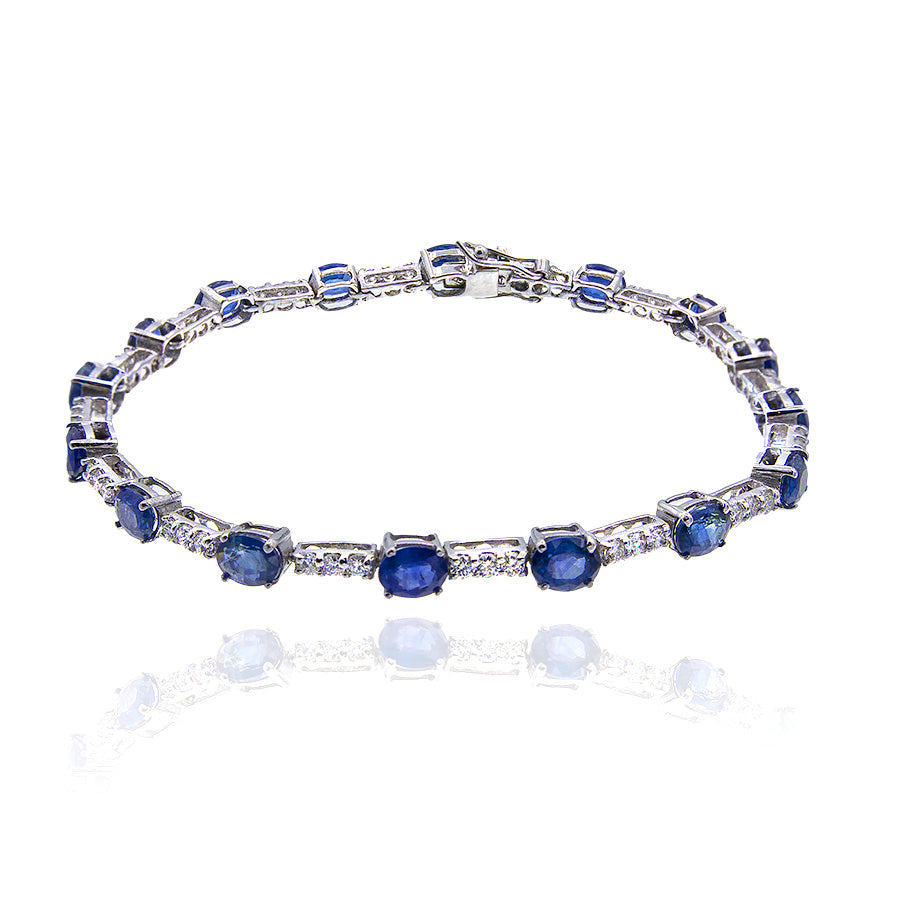 Pulsera tennis zafiros y 3 diamantes