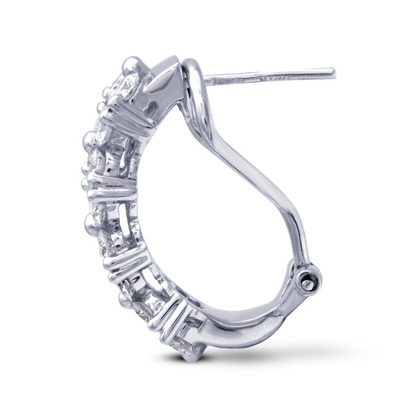 Pendientes Medio Aro con Diamantes Oro Blanco 14k