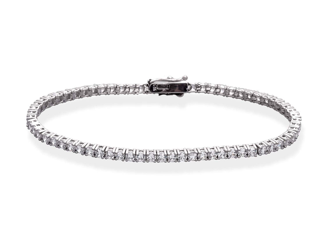PULSERA GENEVE PLATA RODIO Y ZTAS