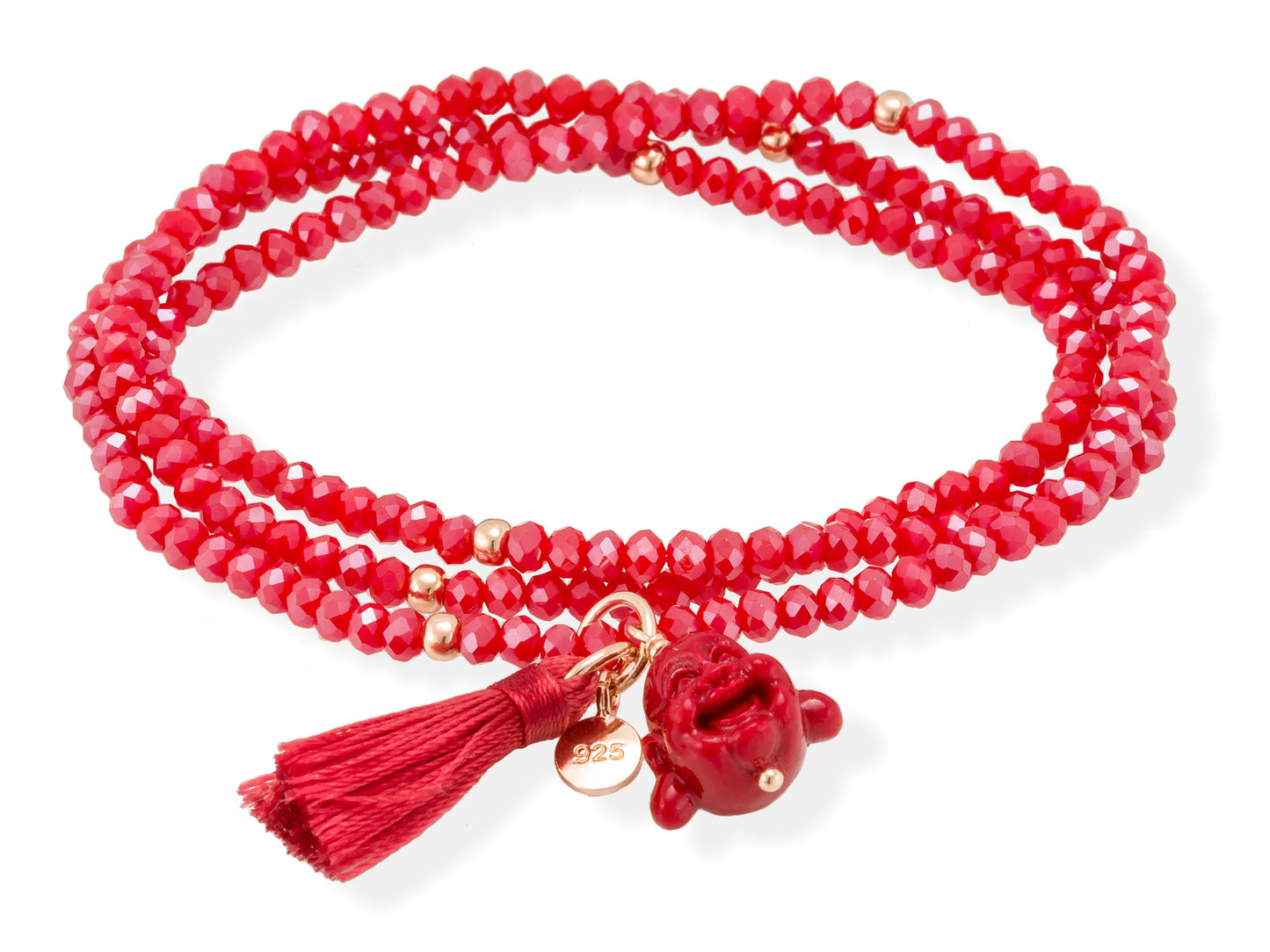 ZEN Red bracelet in rose silver