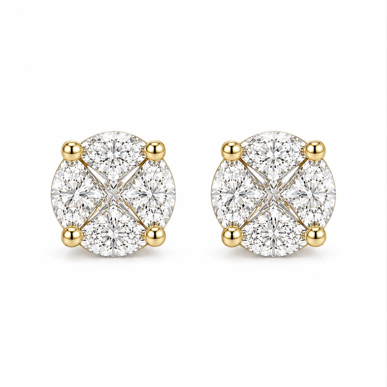PENDIENTES ORO AMARILLO 18KT ANORA CON DIAMANTES