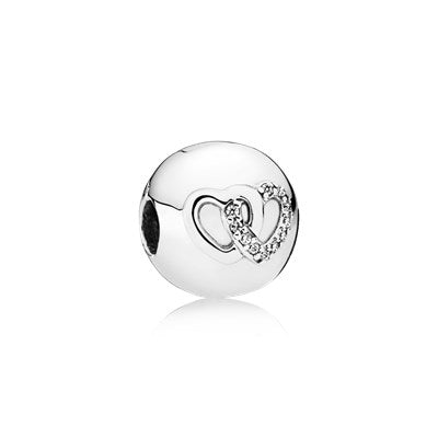 Clip Pandora Corazones Enlazados en Plata