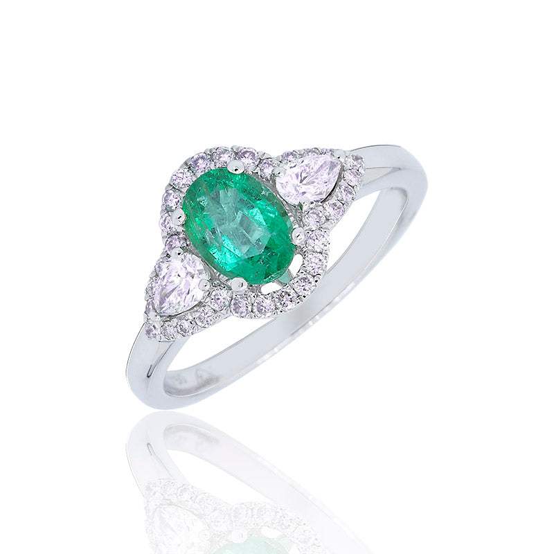 Classic Emerald Diamond Ring-18K White Gold
