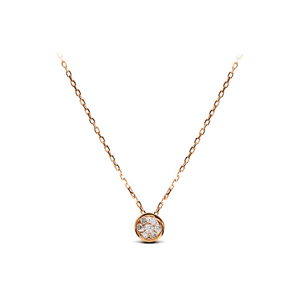 Small Pendant 7 Diamonds in Rose Gold Chaton