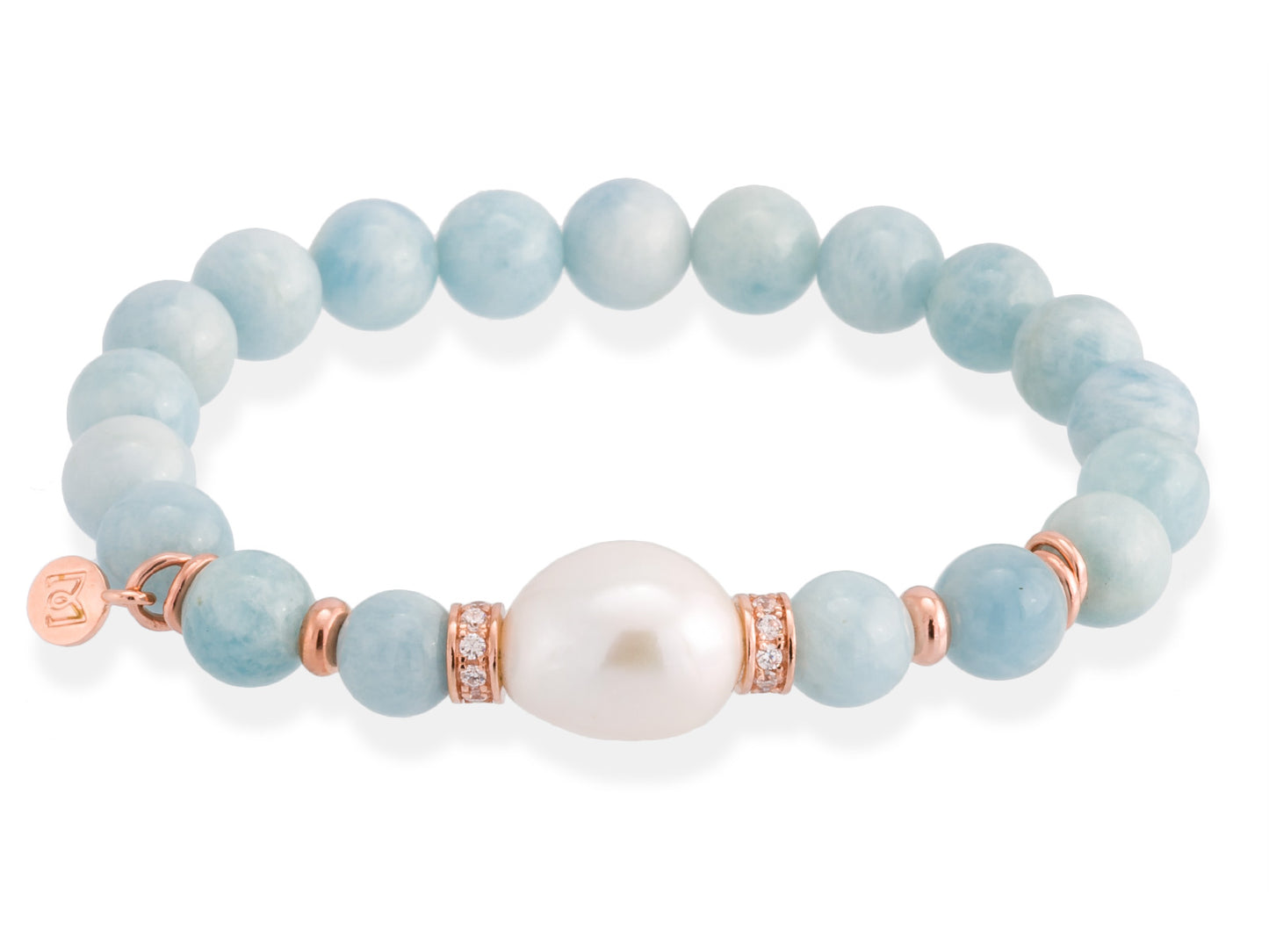 Pulsera AQUA Perla en plata rosa