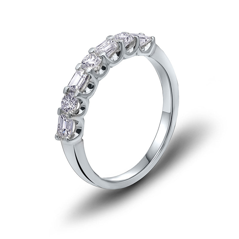 Half Diamond Alliance in 18K White Gold