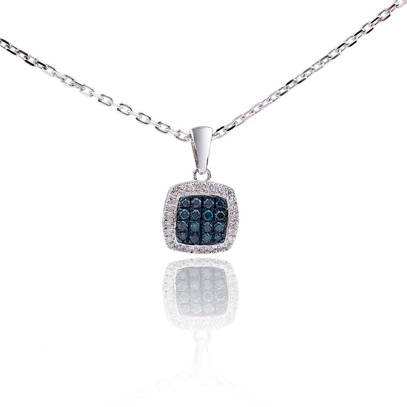 Colgante de Diamantes Azules y Blancos en Oro 18K
