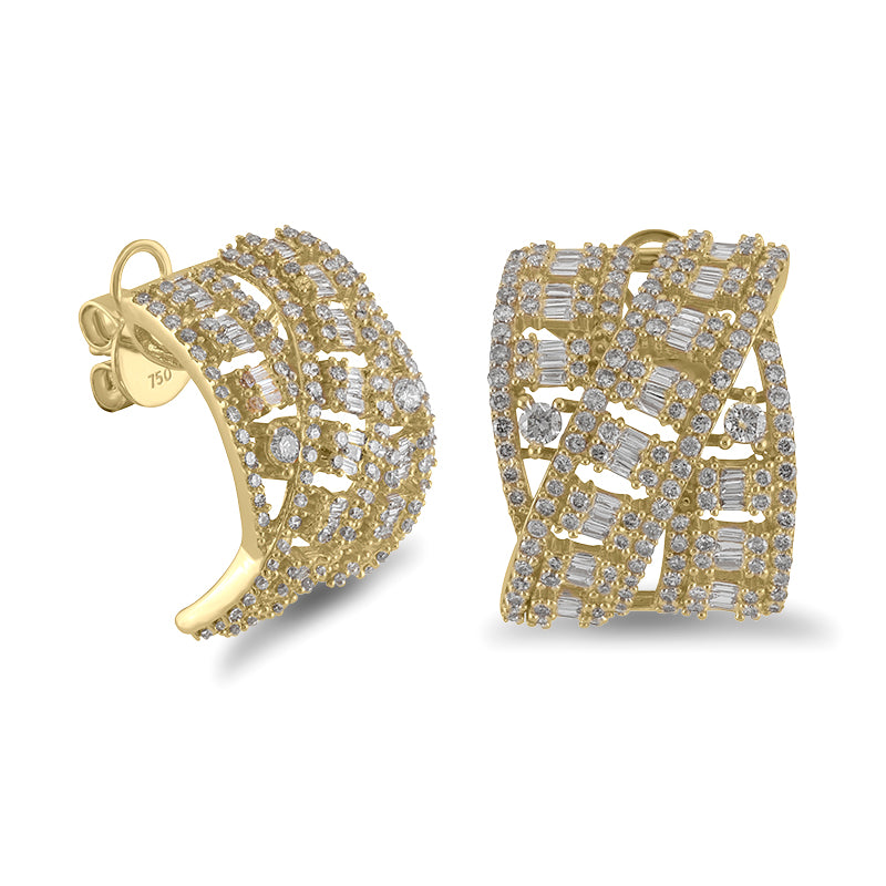 18K Yellow Gold Diamond Cross Earrings