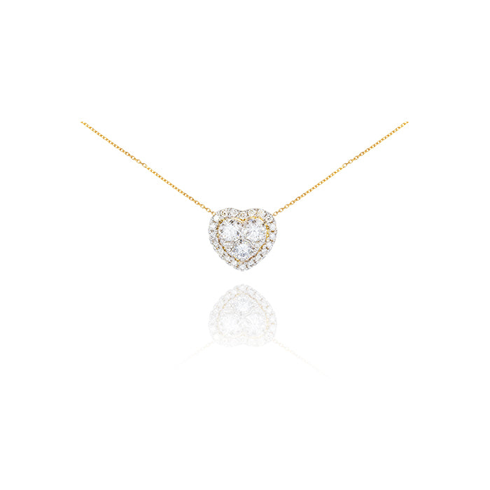 Colgante Corazón Bicolor Oro Amarillo y Blanco 18k