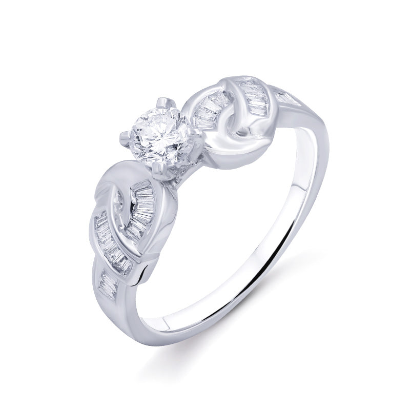 18K White Gold Diamond Bow Engagement Ring