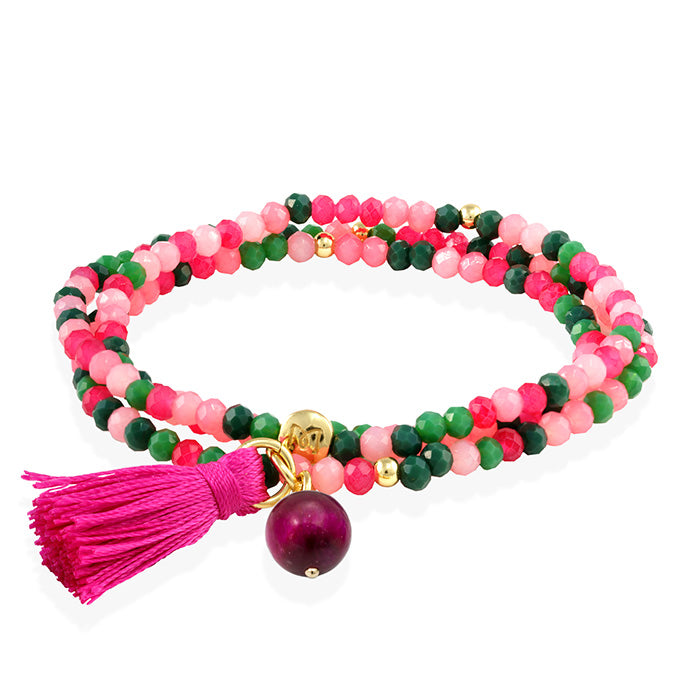 Pulsera Zen Frambuesa con Ágata Fucsia