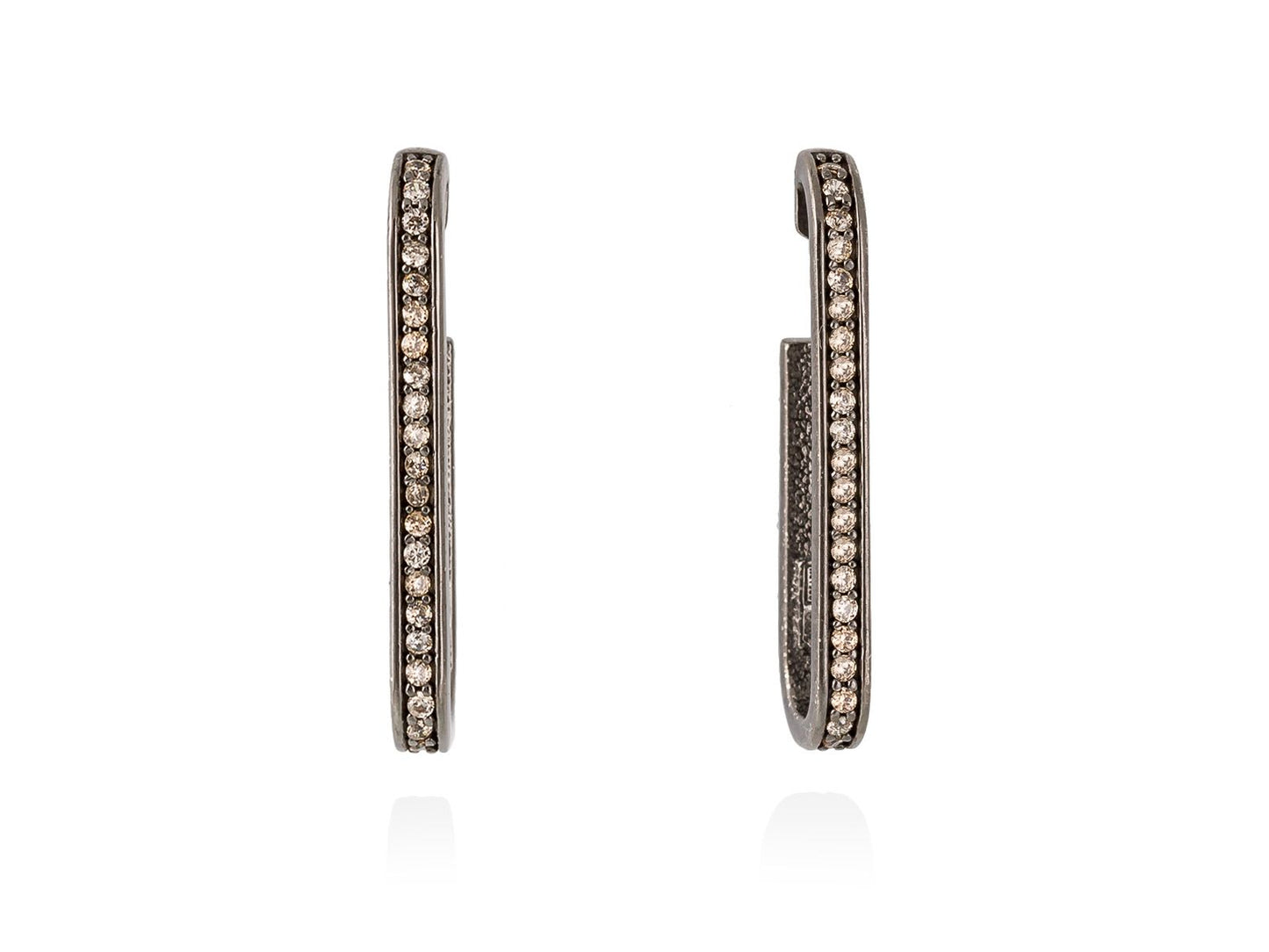 Pendientes de plata de primera ley (925) con baño de rutenio y circonita coñac. (tamaño: 3,2 cm.)