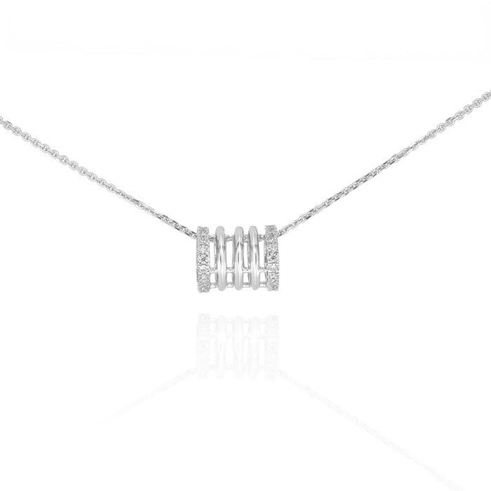 Barrel Pendant in White Gold with Diamonds