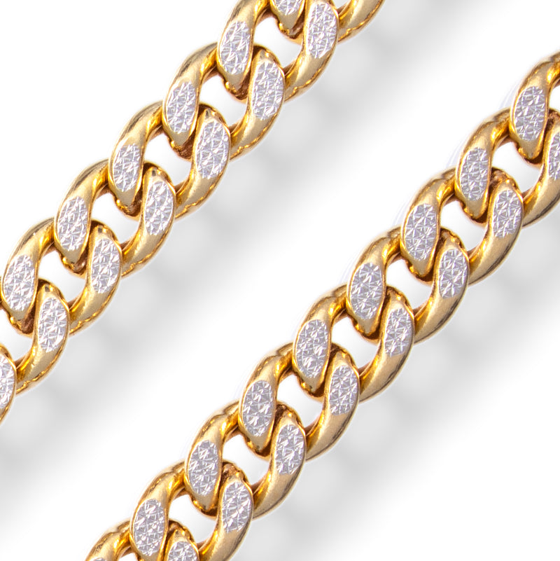 Cadena Oro Amarillo Diamantado 18kt Eslabón Cubano