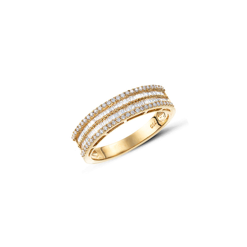 Anillo AVANT Doble Hilera Diamantes Oro Amarillo