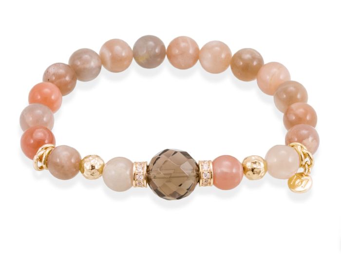 Pulsera de plata de primera ley (925) chapada en oro amarillo de 18kt con circonita blanca, cuarzo r