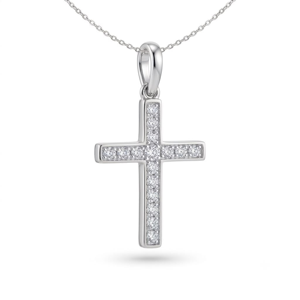 CRUZ EN ORO BLANCO 18KT CON DIAMANTES 0.31CT