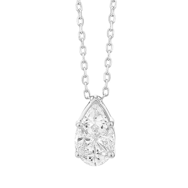 Colgante Pera con Diamantes en Oro Blanco 18k