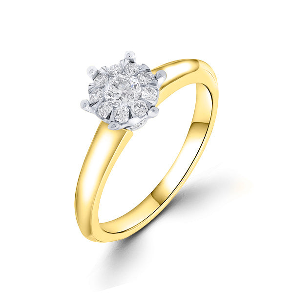 Anillo Solitario Ilusion MARBELLA Mediano con Diam
