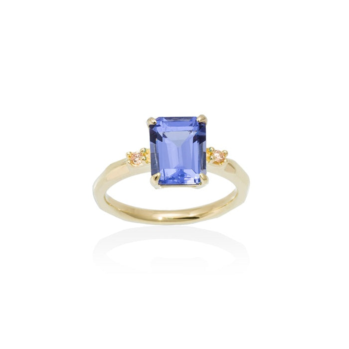 Anillo MONACO azul en plata dorada