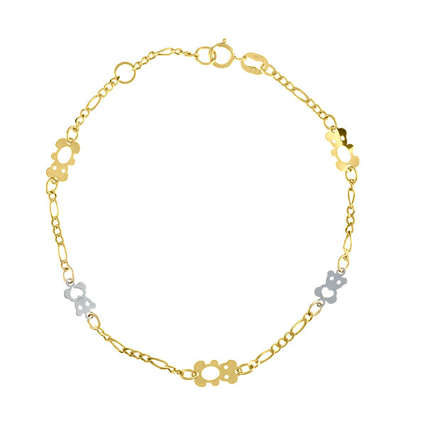 Bicolor 18KT Gold Bear Motif Bracelet