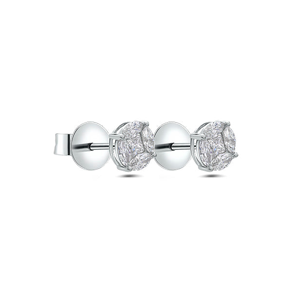 Pendientes Anora Pequeño Diamantes Oro Blanco 18K