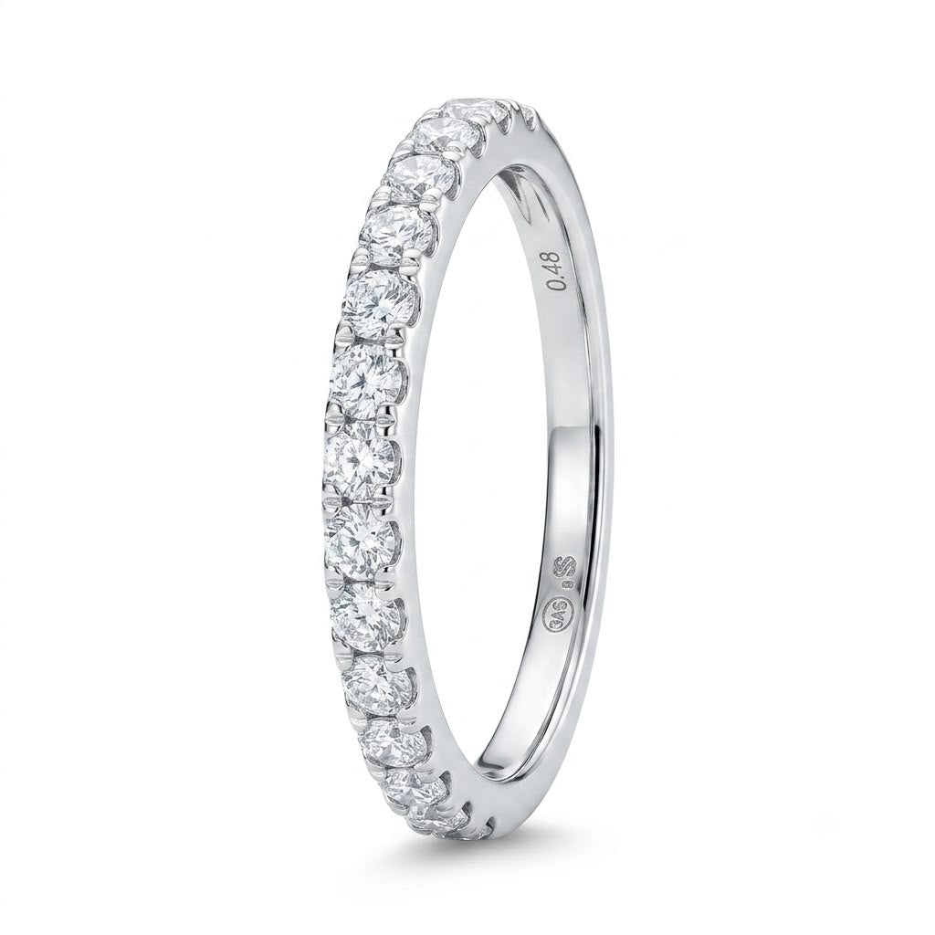 ALIANZA ORO BLANCO 18KT CON DIAMANTE 0.52
