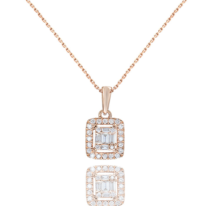 Small Baguette Diamond Pendant 18k Rose Gold