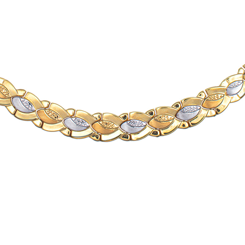 Collar Oro 18K Tricolor Estampado Hueco