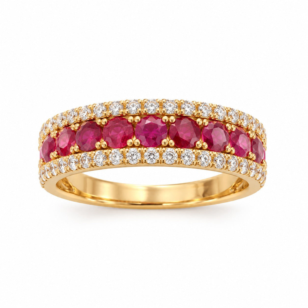 SORTIJA ORO ROSA 18KT CON RUBY Y DIAMANTES
