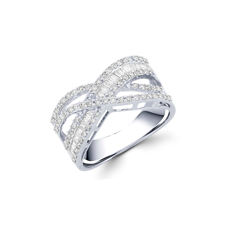 18k White Gold Diamond Cross Ring