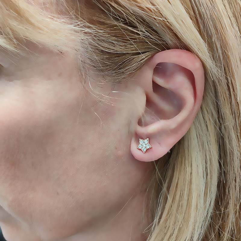 Pendientes STAR Blanco en plata rosa