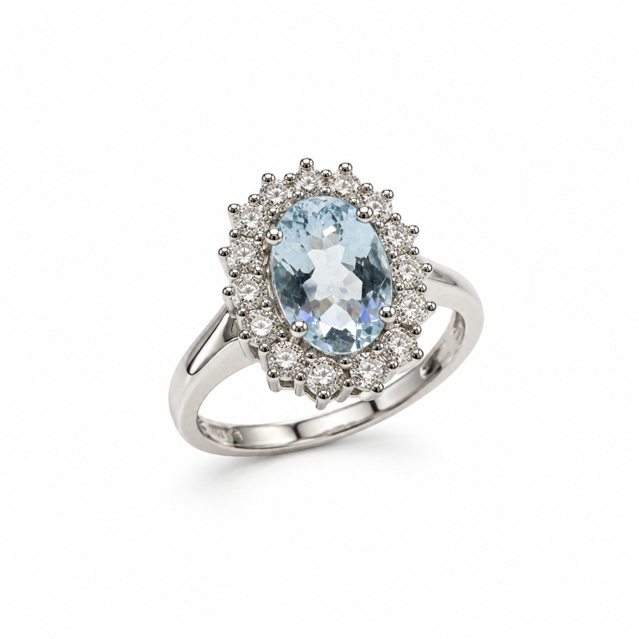 SORTIJA ORO BLANCO 18KT CON AQUAMARINA Y DIAMANTES