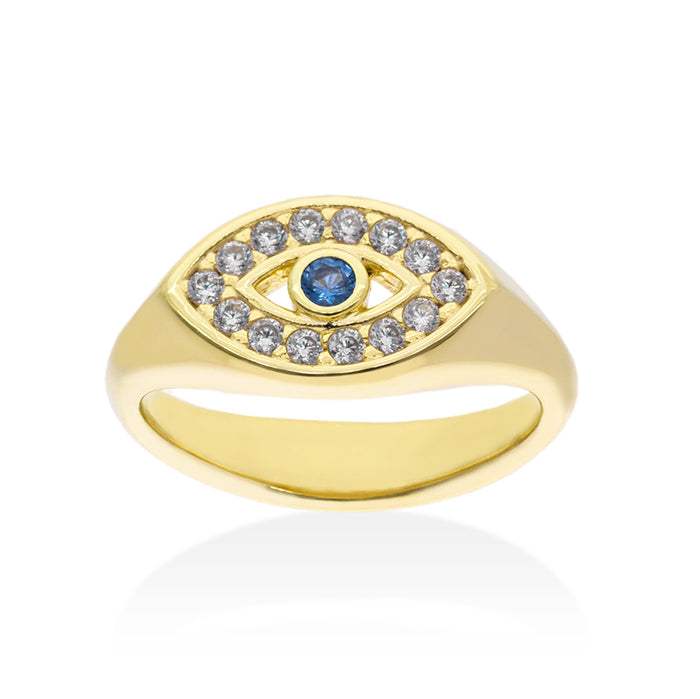 Anillo Chiquito ojo en plata dorada-Marina Garcia