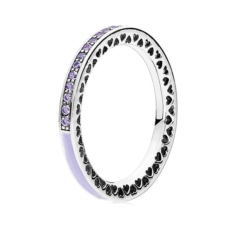 Anillo Corazones Radiantes Morados - Pandora