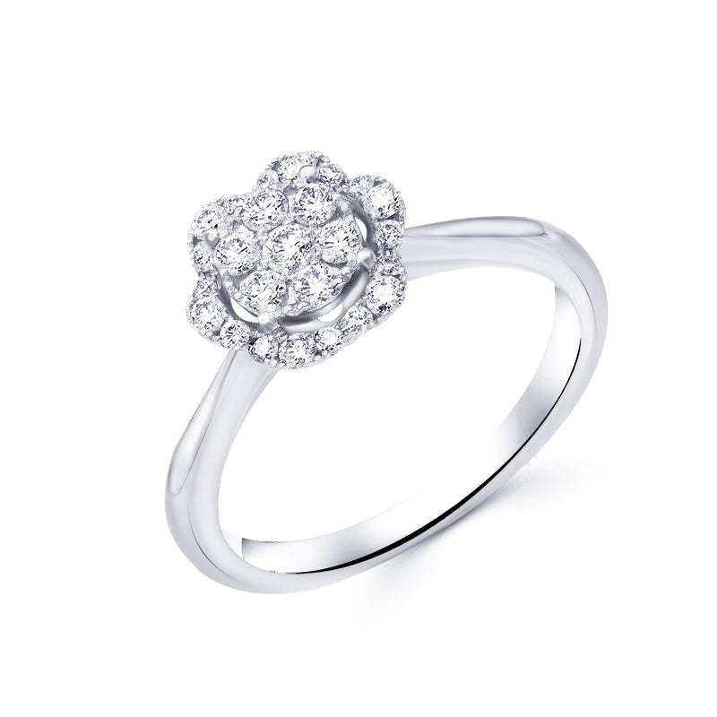 Anillo Flor con diamantes en oro blanco 18k